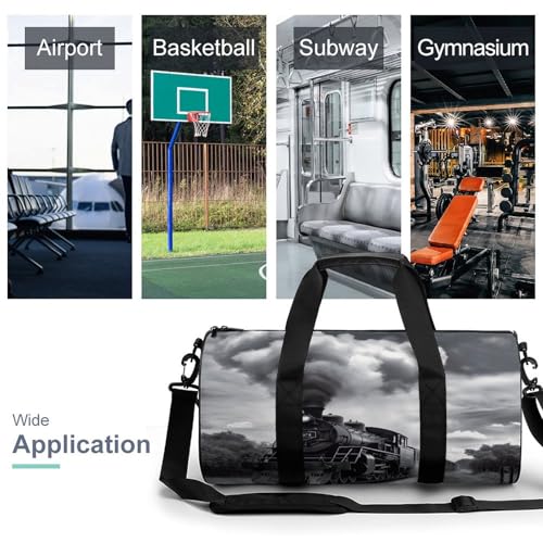 Gym Bag For Women Men Lightweight Steam Train Clouds Print Duffel Bag Personalized Travel Bags For Travel Sports3