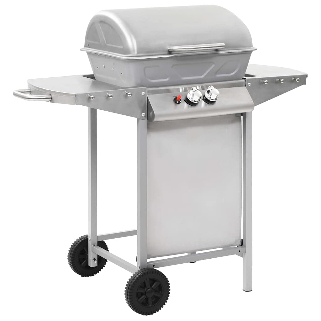 Homgoday Barbecue a gas con 2 zone di cottura, in acciaio inox, colore argento