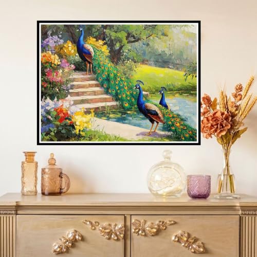 Diamond painting adulte plein foret paon 5D 40x50cm loisirs creatifs DIY