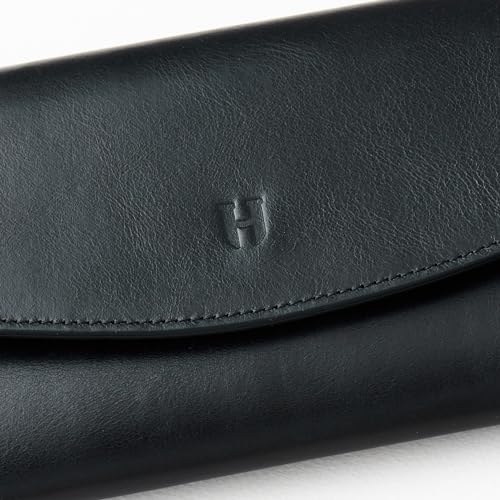 Handcrafted Full-Grain Leather Women’s Wallet, RFID Blocking, 12 Card Slots, 3 Compartments, Removable Zipper Coin Pouch, Gift Box & Pouch, Christmas & Birthday, Black4