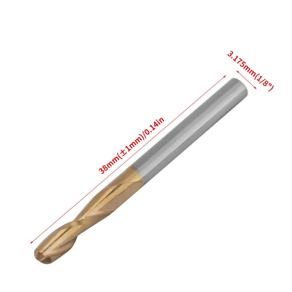 Frez walcowo-czołowy, bity do frezowania kulowego pokryte tytanem Akozon Chwyt 1/8"1 * 4/1,5 * 6/2 * 8/2,5 * 12/3,175 * 12 mm po 2 szt.