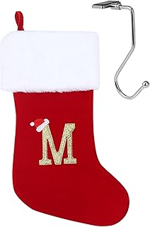 infleesh 20 Inches Monogrammed Red Christmas Stockings Holder with Letters,Super Soft Christmas Stockings Large Monogram Stockings Red Letter Stockings for Christmas Holiday Xmas Gift