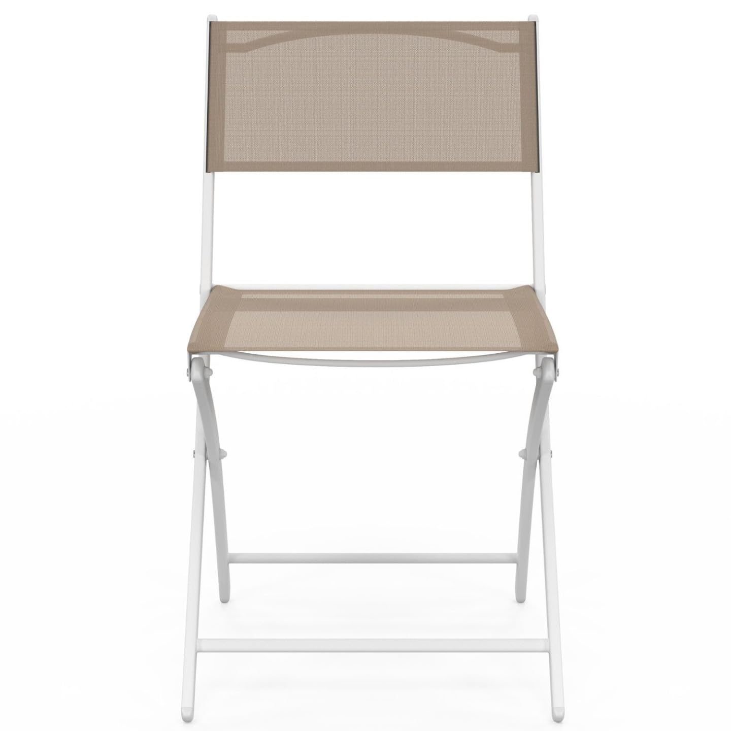 IDMarket - Lot de 6 chaises de Jardin Pliantes Bastia métal et textilène Blanc et Beige