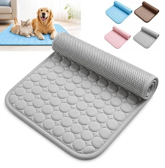 The Dog Hub Arctic Cooling Dog Mat, Instant Cool Pad for Dogs in Hot Summer,Chew-resistant Portable Cooling Pad for Crate (Gray,XL-100X70CM)