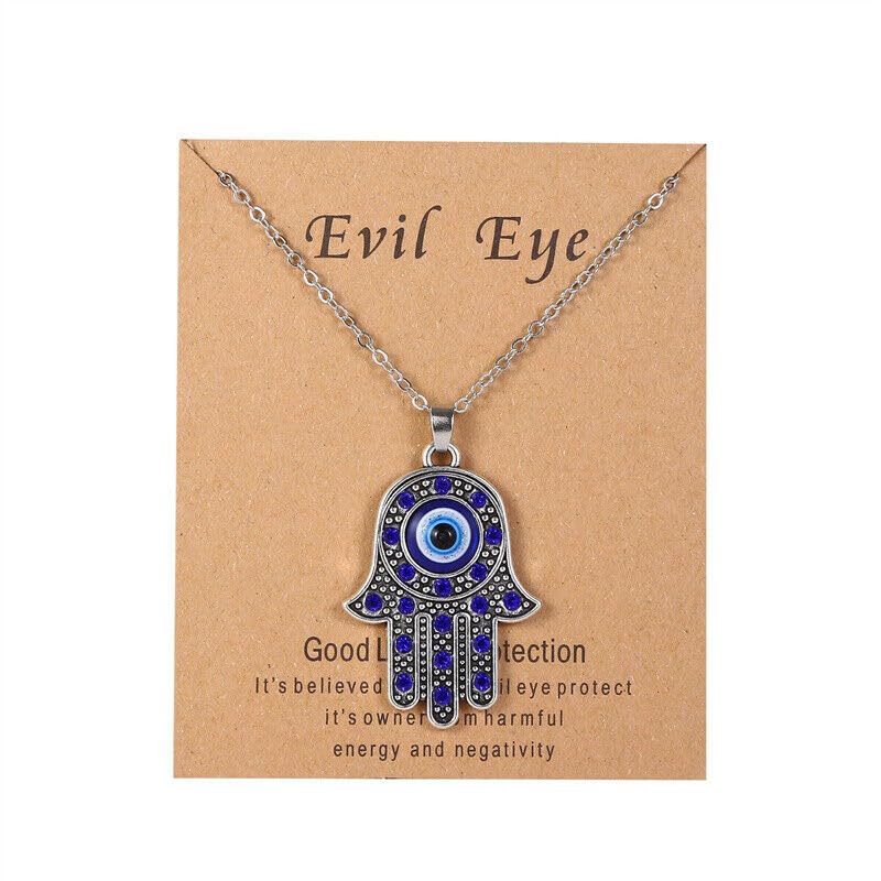 El Regalo 1 PC Evil Eye Hamsa Hand Unisex Pendant Necklace for Men & Women- Fancy Evil Eye Nazar Amulet