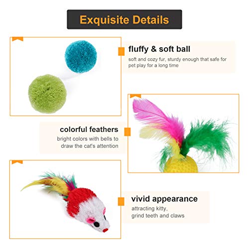 Pacote de classificação de brinquedos para gatos interativos Adaskala com 14 unidades, incluindo tam