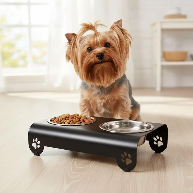 Comedouro Elevado Duplo para Pets mini, Tigelas em Aço Inox Remov...
