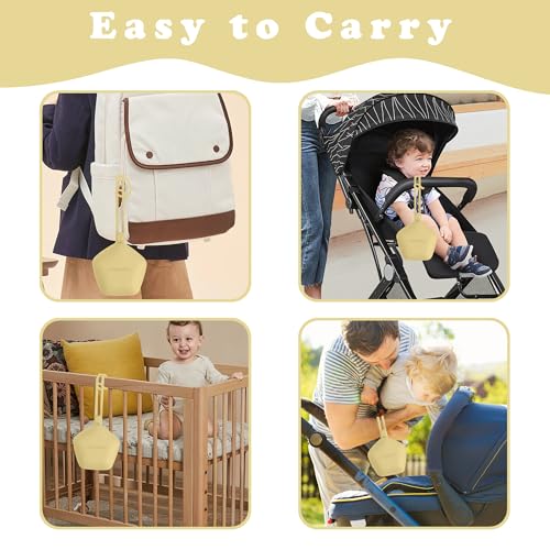 Image of Pacifier Holder Case, Large Capacity Portable Pacifier Storage Case, 100% Food Grade Silicone Pacifier Holder,BPA Free(Apricot)