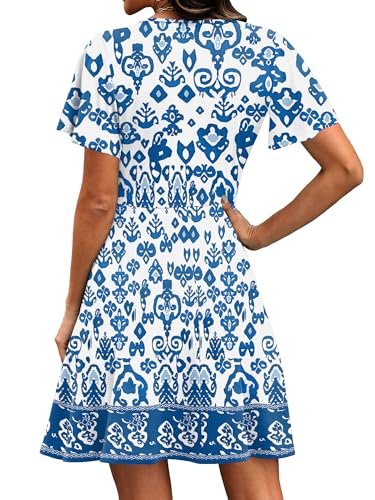 Image of RUMIA Women Casual Dresses Wrap V Neck Dress A-Line Summer Sundress Fashion