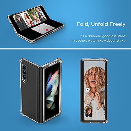 Makavo For Samsung Galaxy Z Fold 3 Case [Enhanced Corner Protection] Non-Yellowing Crystal Soft Tpu Bumper Shockproof Hard Clear Back Cover For Samsung Z Fold 3 5G 2021 #TOP4