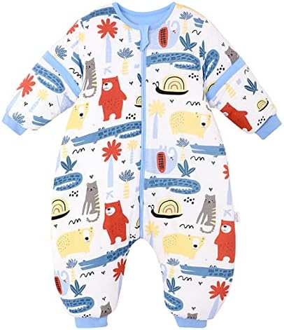 ZIGJOY Baby Sleep Bag with Feet 1.5 TOG Warm Wearable Blanket with Removable Sleeves 100% Cotton Pajama 12-24 Months Sleep Sack for Toddler Girl Boy Plane