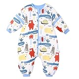 ZIGJOY Baby Sleep Bag with Feet 2.5 TOG Warm Wearable Blanket with Removable Sleeves 100% Cotton Paj
