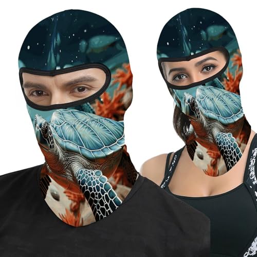 Balaclava térmica para hombres y mujeres con estampado de estrella y tortuga marina, protección facial para clima frío, ideal para motocicleta y esquí miniatura 1