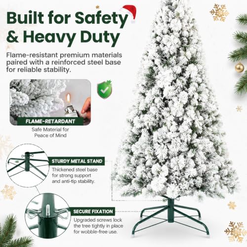 Skasii 4FT Flocked Artificial Christmas Tree, PVC Xmas Tree - image 5
