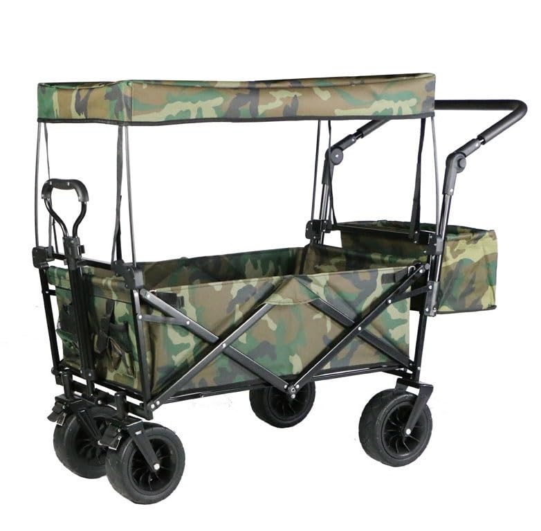 Chariot de jardin résistant ELzEy pliable avec caddie multifonctionnel d'auvent extérieur