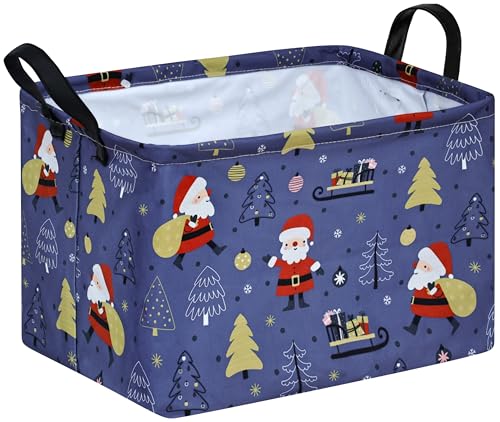 Image of Christmas Gift Basket Shelf Storage Bin for Clothes, Rectangle Storage Box Laundry Hamper with Handles