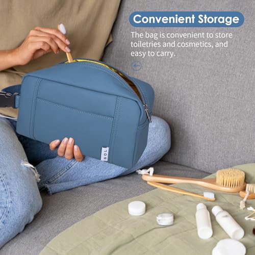 NOL Natural Organic Lifestyle Nylon Waterproof Makeup Bag Lightweight Travel Toiletry Bag for Adults, Reusable, Zip Closure with Buckle Handle, Snack Bag, Travel Cosmetic Bag, Dusty blue4