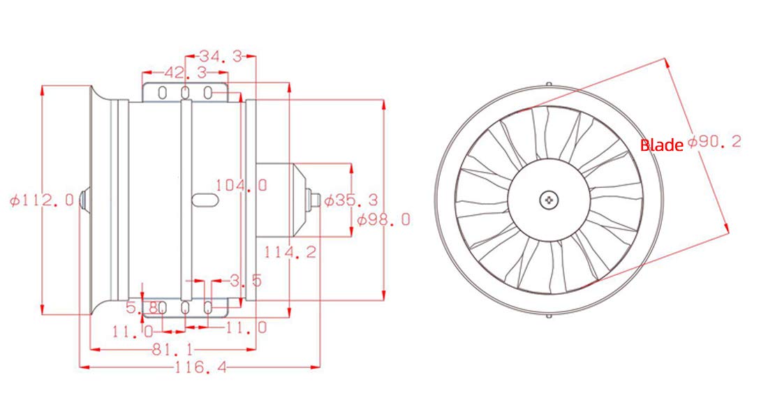 FLYCOLOR 90mm EDF 12 Blades Ducted Fan with 1450KV RC Brushless Motor with 120A ESC 3-6S Electric Speed Controller for RC Jet Airplane - Image 4