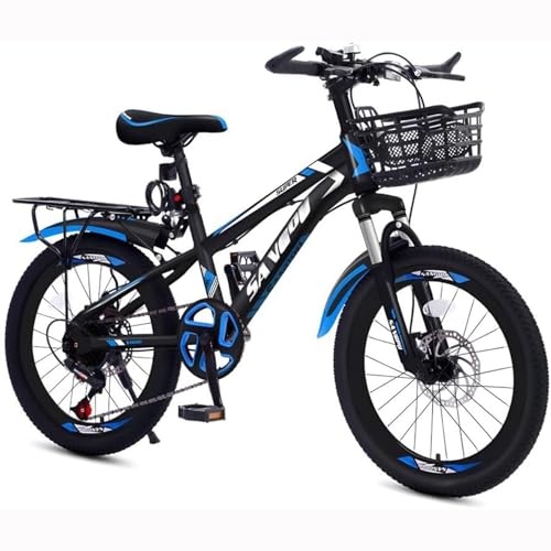 Wmmner Bicicleta de Montaña de 22 Pulgadas Y 7 Velocidades con Cuadro de Acero Al Carbono para Niños Y Niñas con Horquilla de Suspensión/C/18 Pulgadas, 7 Velocidades