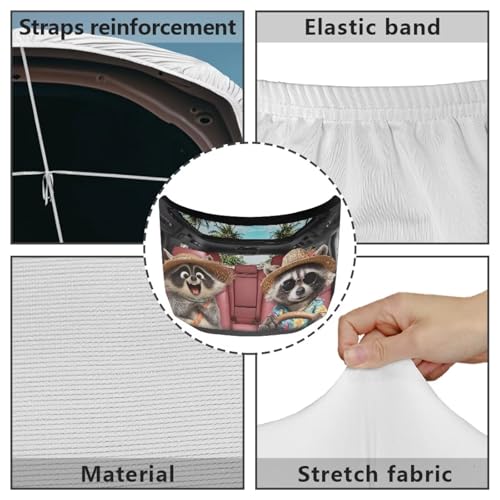 Image of Cute Small Raccoon Car Hood Cover Polyester Elastic Fabrics Washable Suitable for Large SUV and Pickup Trucks 39x59in
