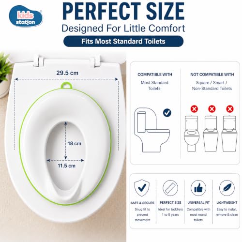 Image of Kids Station Portable Baby Potty Training Seats - Suitable for potty training of Boys - Potty Training Seat for 1+ Year child - Hang on the wall with Soft Cushion for New Born Baby /Infant /Kids (Green)