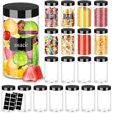 Hajoyful Plastic Jars 20Pcs 14 oz Cover