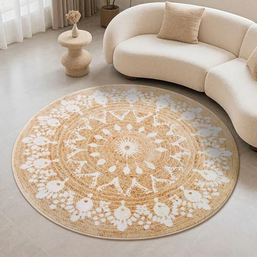 Tapete decorativo redondo con diseño de yute sintético 5ft miniatura 1