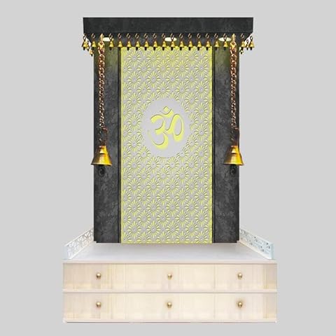 SATYA EXPORTS Designer Stone Wooden Mandir for Home/Temple Home/Pooja Mandir with Lights (TMP10) SIZE-48x30x16 In Cover