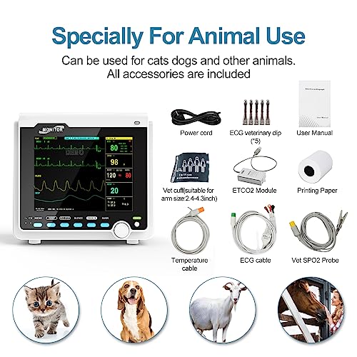 contec veterinary patient monitor multi 6 parameters monitor with etco2 for pets cats dogs animals use in home clinic cms6000vet with etco2ampprinter