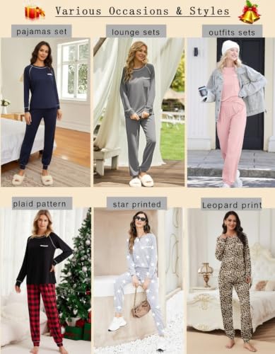 Image of Ekouaer Pajamas Set for Women Soft Comfy Pjs Jogger Lounge Sets