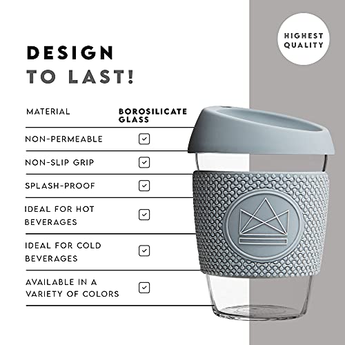 Neon Kactus - Vaso de cristal de borosilicato soplado a mano, Taza de café para llevar reutilizable con tapa de silicona… - Imagen 8