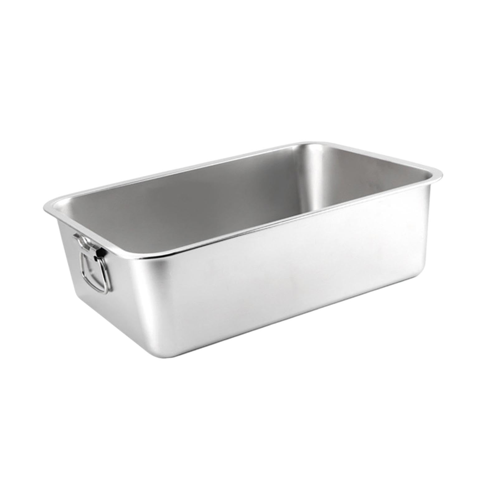 Baoblaze Open Litter Box for Indoor Cats, Pet Litter Tray Stainless Steel Deep Toilet Kitty Litter Pan for Rabbit Small Medium Large Cats, 45cmx35cmx10cm