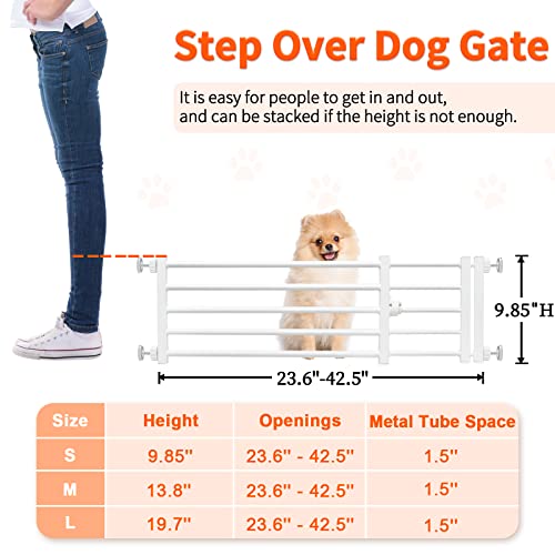Yoochee Metal Short Dog Gate To Step Over - 9.85'' H X 23.6''-42.5'' W Expandable Dog Gate With Door, Pressure Mount Dog Gate For Stairs Indoor And Doorways Suitable For Small & Medium Dogs & Puppy #TOP5