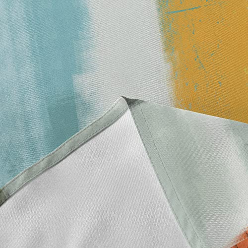 Teal Yellow Round Tablecloth 54 Inch - Waterproof Fabric Table Cloth Protector, Orange Oil Painting Modern Abstract Geometric Tablecloths Washable Table Cover For Kitchen Banquet Coffee Table Party #TOP6