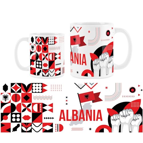 Purely Home Taza de cerámica blanca con diseño de Albania