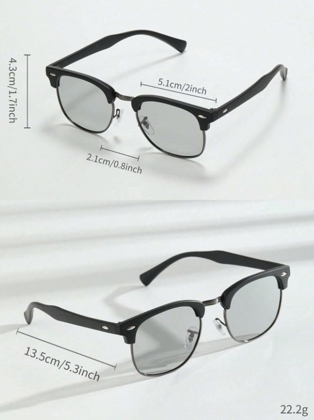 Men’s Semi-Rimless Photochromic Polarized Sunglasses – Stylish, Lightweight, and Travel-Ready4