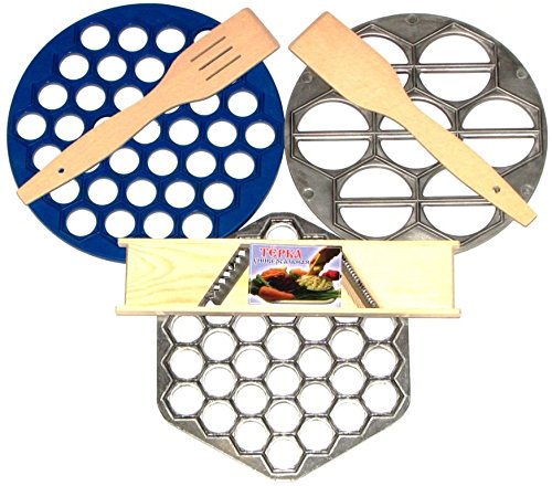 Set of 3 Ravioli Meat Dumplings Vareniki Pelmeni Pierogi Molds Grater + Spatula ~ITEM #GH8 3H-J3/G8318695
