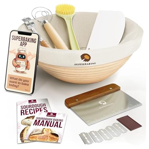 Superbaking Banneton Bread Proofing Basket, Sourdough Bread Baking Supplies, Round 9 Inch Sourdough Starter Kit, Proofing Basket for Baking, Bread Making Supplies Tools, Banneton Basket Gift Set