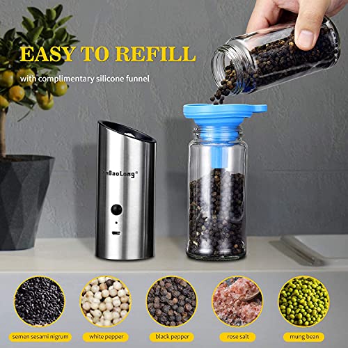 [2022 Most Popular Design]USB Rechargeable Electric Salt Grinder/Pepper Grinder,XinBaoLong Stainless Steel Pepper Grinders Refillable,Adjustable Coarseness,Gravity Electric Salt Pepper Shaker - Thumbnail 5