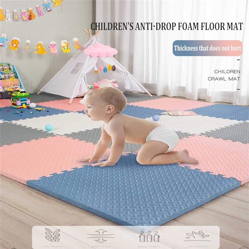 Image of Puzzle Flooring || Kids Interlocking Play mat || Baby Play Mat || Play mats for Kids || 12 MM Thick (6 Tiles - 24 Square Feet, Green White)