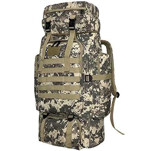 Vaupan zaino da trekking, 80L zaino da campeggio, impermeabile grande sport all'aperto Travel Daypack Molle zaino per gli uomini donne (City camo)