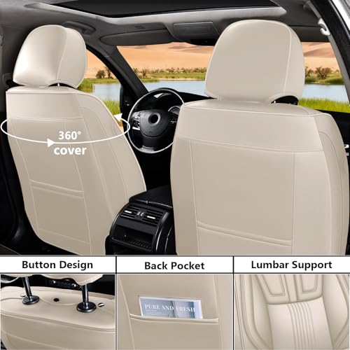 Image of Custom Car Seat Covers for Chevy Blazer 2019-2026,Easy Install,Beige | nappa leather seat protector,full coverage seat covers,all weather seat cover,waterproof,anti-slip,easy clean,5 seat Standard
