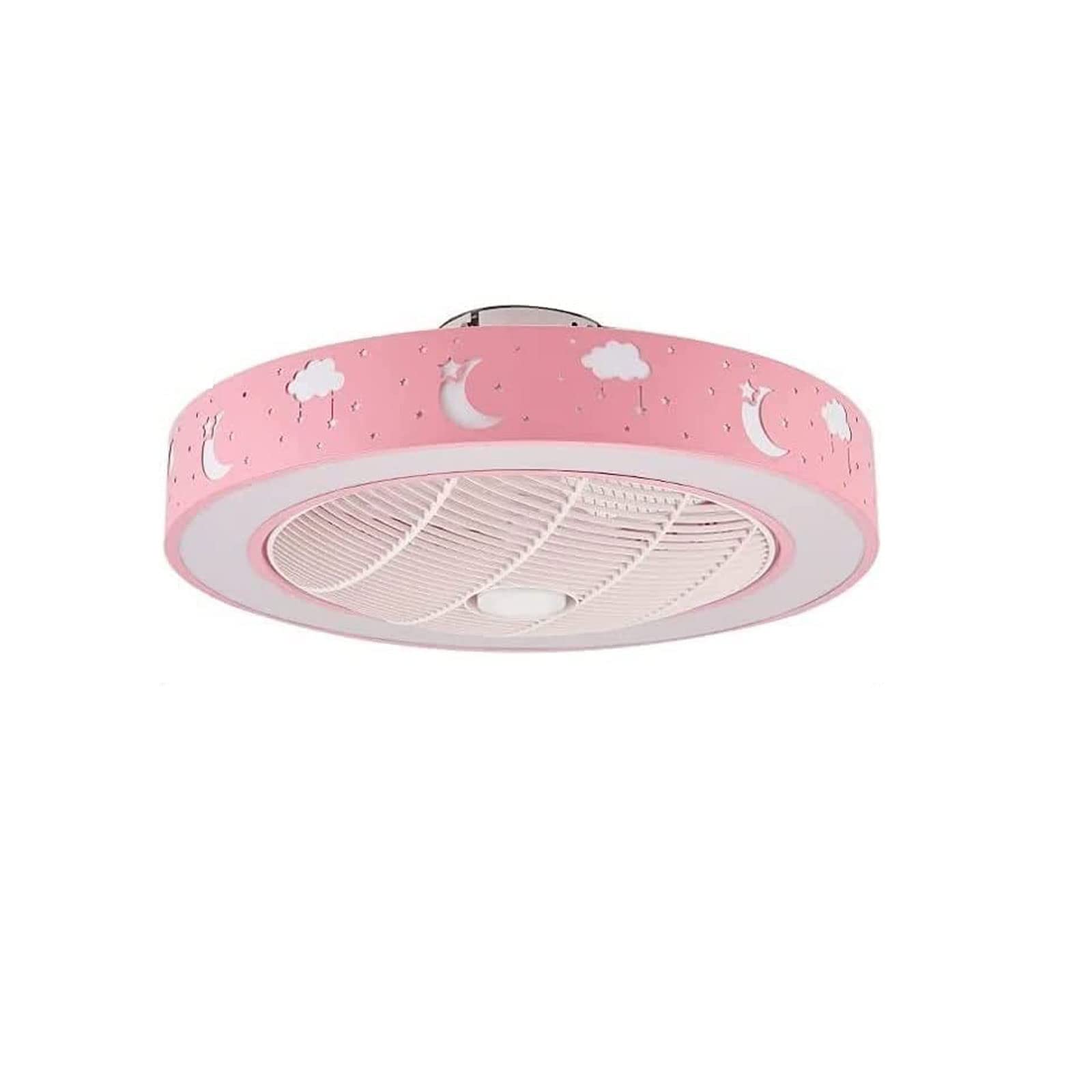 BVSPA Luz de ventilador de techo LED para habitación de niños, lámpara de techo rosa con ventilador de techo de montaje empotrado, ventilador de techo moderno con control remoto para regalo de niña