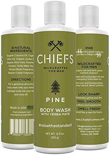 Chiefs For Men: Natural Body Wash with Yerba Mate - Organic Body Wash For Men - One 12 oz Bottle - Deep, Revitalizing Clean - Made With Real Organic Oils - Powerful Formula