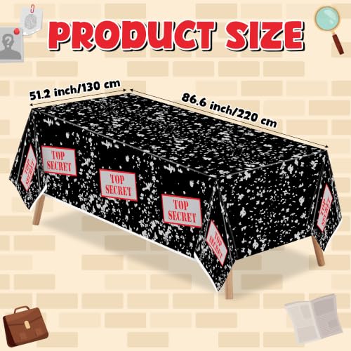 Image of K1tpde Black Spy Party Tablecloth - 3PCS Top Secret Table Cover Party Decor