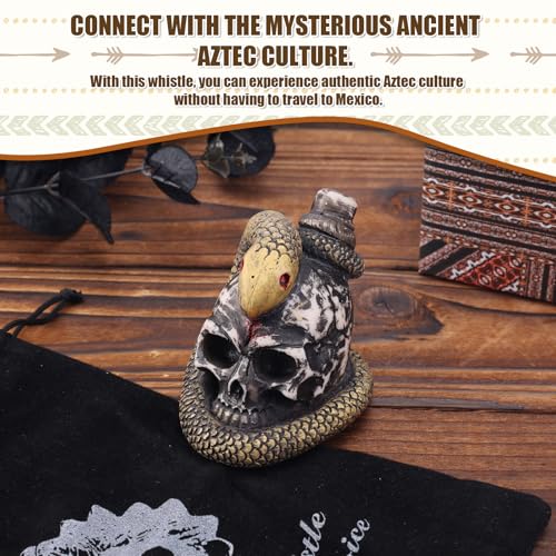 Aztec Death Whistle, 125 Decibels + Loudest Mexican Death Whistle with Drawstring Pouch Snake Winding Design Authentic Human Sounding Screams Skull for Collectible Halloween Gag Gift - Image 4