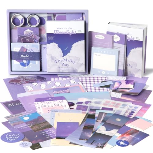 Image of Niwlix Aesthetic Scrapbook Kit, 346 Pcs, A6 Grid Notebook, Scrapbook /Background Papers, Folding Labels, Envelopes, Washi, Photo Frames, Calendar Stickers, DIY Gift Journaling Kit for Teen Girl Women