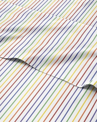 Image of Twin 3 Piece Striped Sheet Set - Breathable & Cooling - Rainbow Stripe