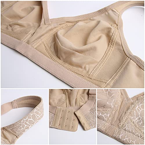 Haci Women's Minimizer Bra Full Coverage Non Padded Wirefree Plus Size For Large Bust Support Seamless(36C, Toffee) #TOP4