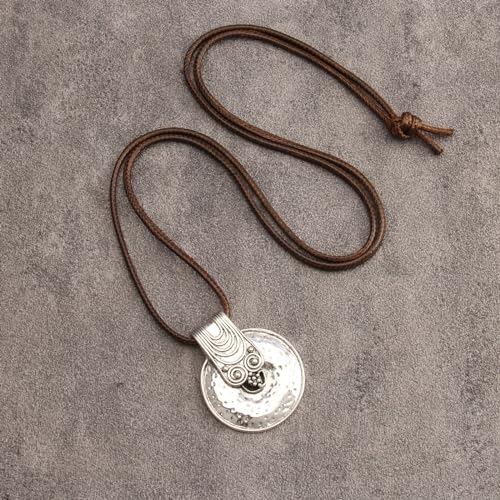 Leather Necklace for Women Long Boho Pendant Hippie Choker Necklace Bohemian Layered Leather Rope Wooden Jewelry Gifts4